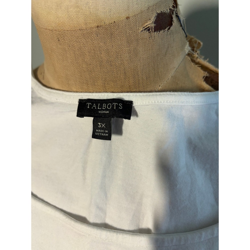 Talbots Woman White Sleeveless Tank Top Scoop Neck Cotton Modal Blend 3X - Picture 4 of 8